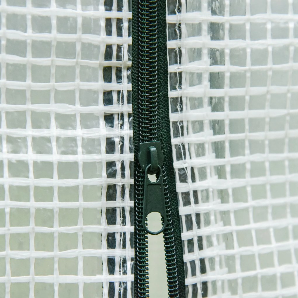 Outsunny Szklarnia z bocznym oknem, rolkowymi drzwiami, wiatroodporna, stalowa rama, plandeka z tworzywa sztucznego, biały, 200 x 68 x 196 cm