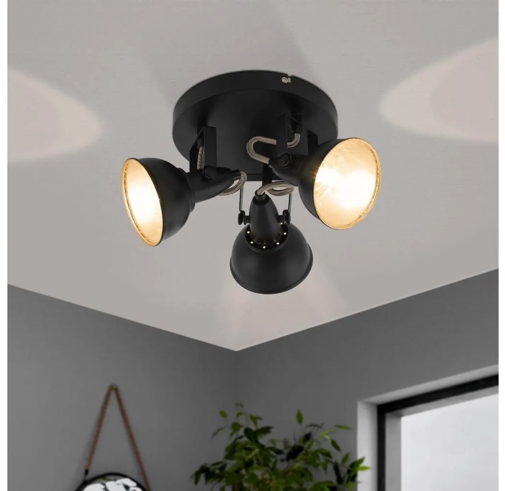 Eglo 75514 - Oprawa punktowa THORNTON 3xE14/28W/230V czarna/złota