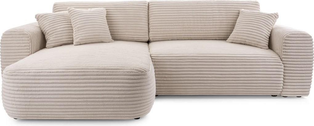 Masseno Narożnik VIVA z funkcją spania i pojemnikiem na pościel Narozniki L, Rozkładana sofa - Beżowy, TILIA 03