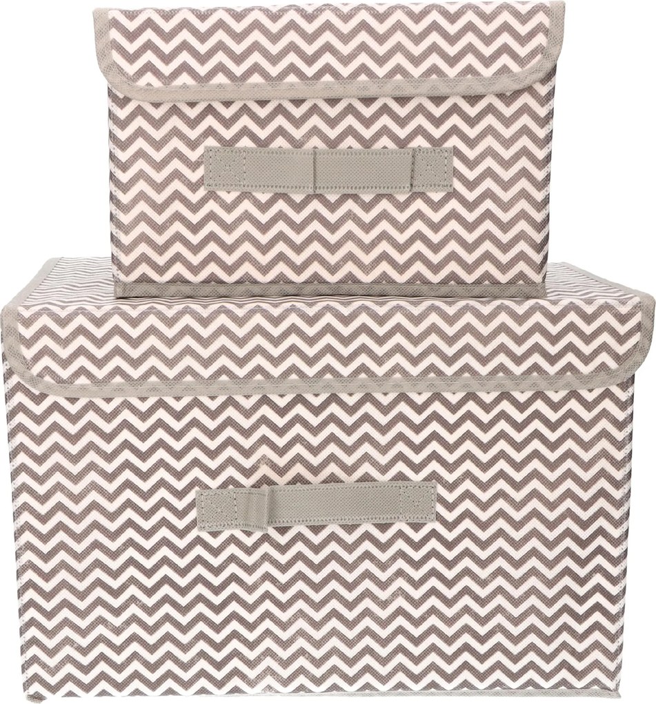 Organizery tekstylne Zygzak 38x25x23cm + 26x20x16cm komplet 2szt + pokrywki