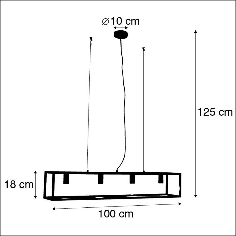 Inteligentna industrialna lampa wisząca czarna z 4 żarówkami WiFi A60 - Cage