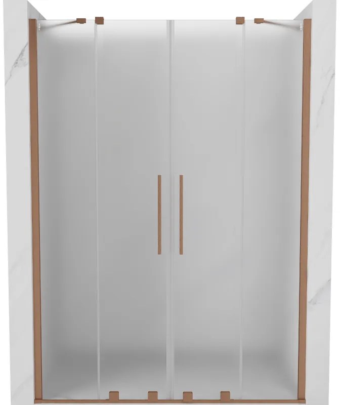 Mexen Velar Duo drzwi prysznicowe rozsuwane 140 cm, szron, miedź szczotkowana - 871-140-000-32-65