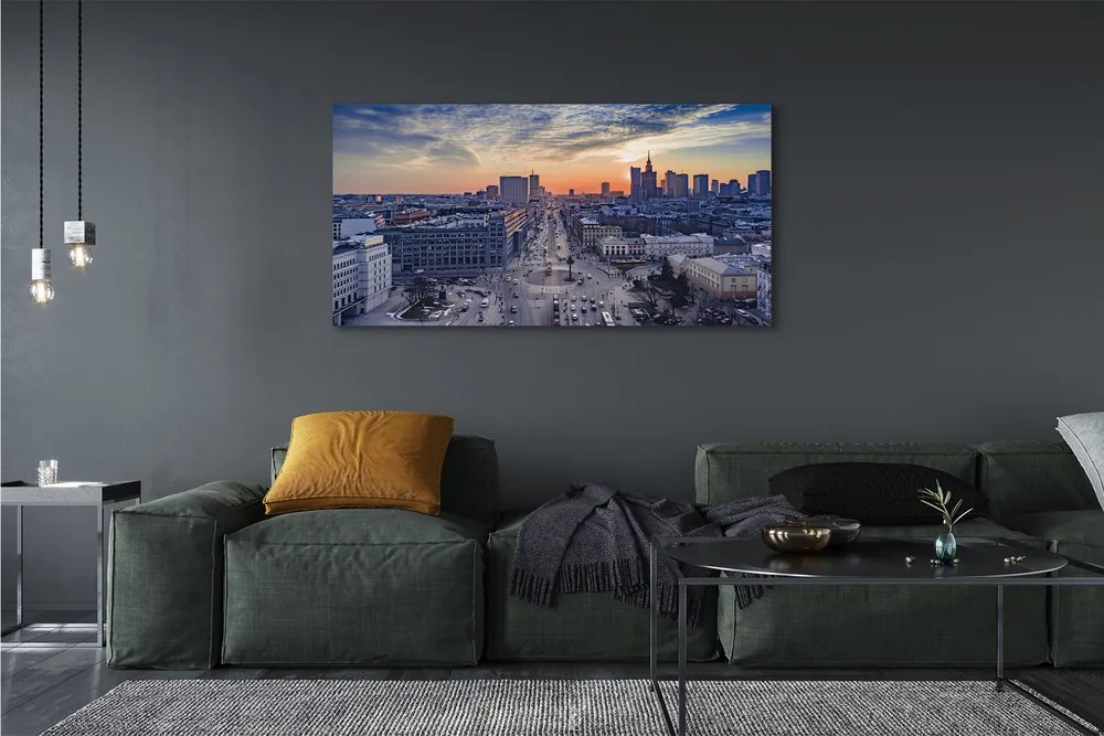 Duży obraz na płótnie Warszawskie Wieżowce o Zmierzchu