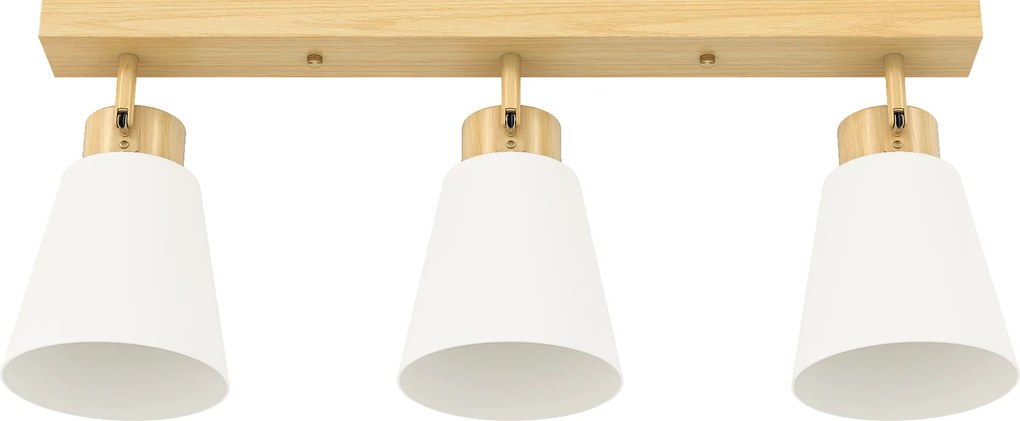 HOMCOM Lampa sufitowa LED 40W, lampa sufitowa z podwójnym montażem i regulowanymi głowicami 90° z 3 gniazdami E27, drewno naturalne