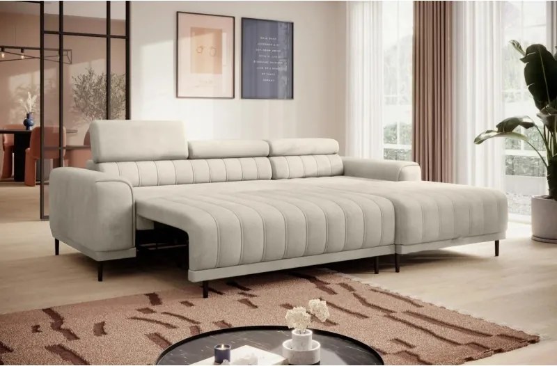 Narożnik CALDO S/MINI Prawostronny z funkcją spania wolnostojąca w tkaninie RUN AGAIN 01 WERSAL