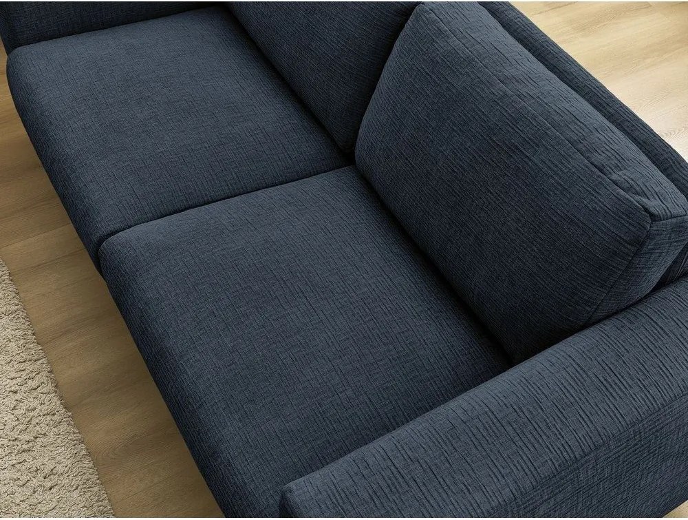 Ciemnoniebieska rozkładana sofa do spania z tkaniny szenilowej 220 cm Hugo – Bobochic Paris