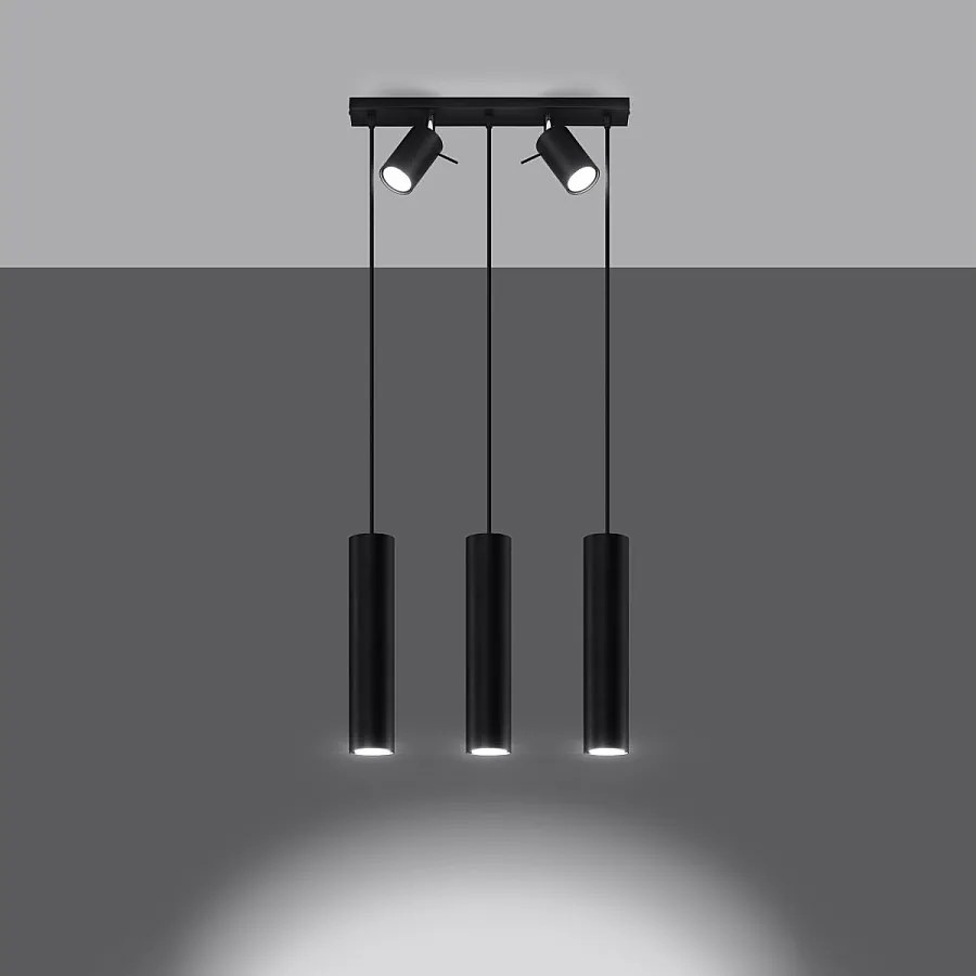 Lampy wiszące nowoczesny Briix, stal - 5 źródło światła 3000K - L.45 x H.100 cm - czarny