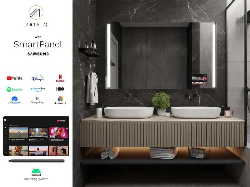 SMART LED lustro do łazienki z oświetleniem M4 premium + Samsung SmartPanel