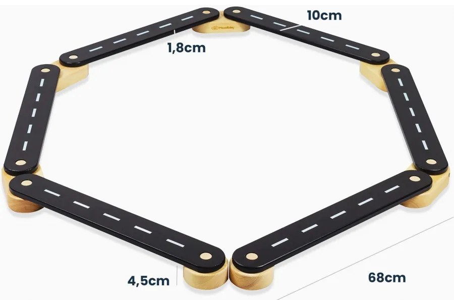 Ścieżka sensoryczna drewniana, balance beam, 6 elementów, szara - meowbaby®