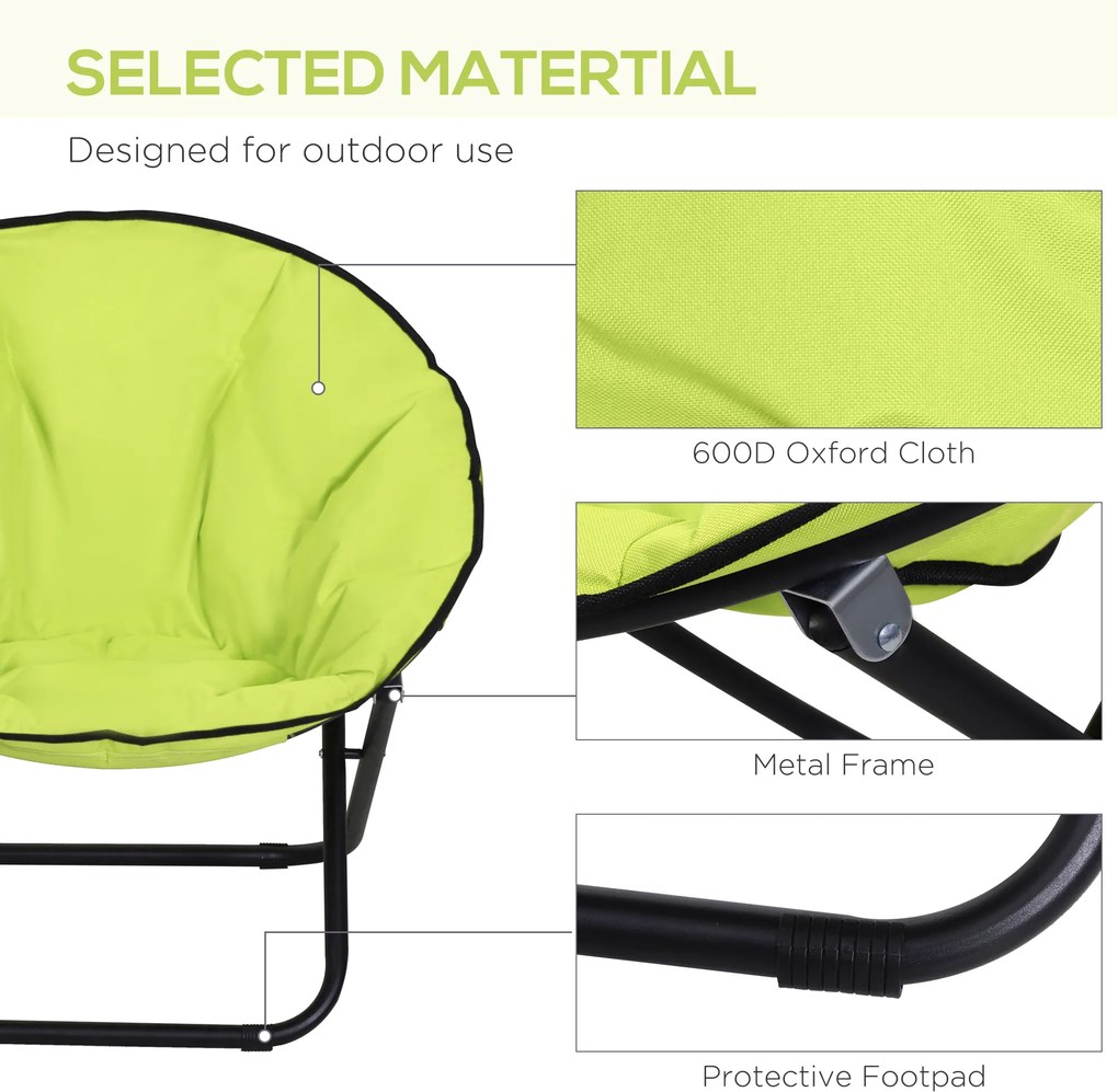 Outsunny Składany Fotel, Fotel Kempingowy, Fotel Ogrodowy, Fotel Obity, Metal + Materiał Oxford, 80 x 80 x 75 cm, Kolor Żółty