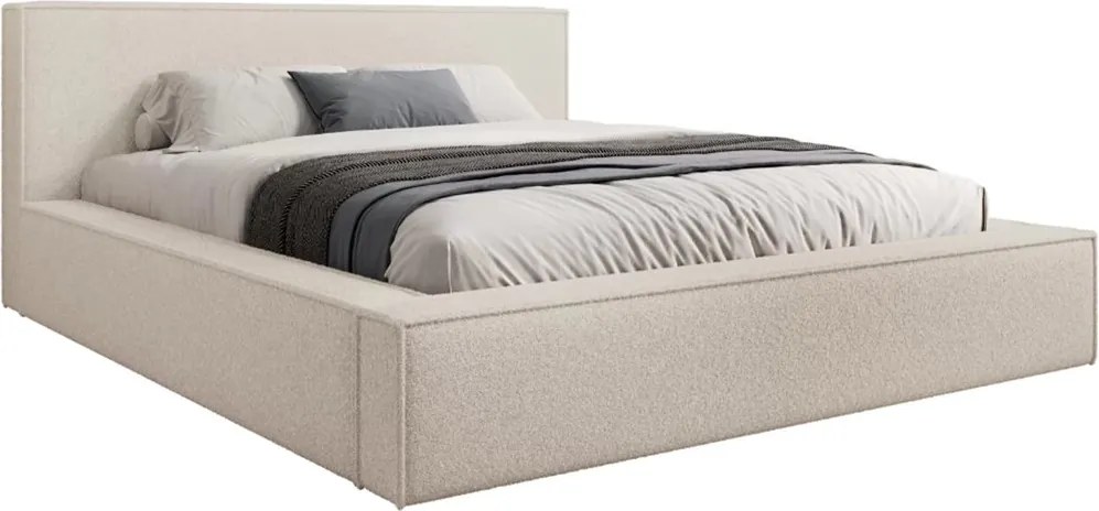 Łóżko tapicerowane Nirello 160x200 z pojemnikiem - beżowa bukla Quelle 03