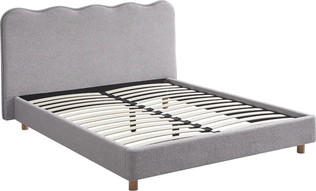 Łóżko Tapicerowane 160x200 cm IZMIR ze Stelażem Dwuosobowe Boucle Szare