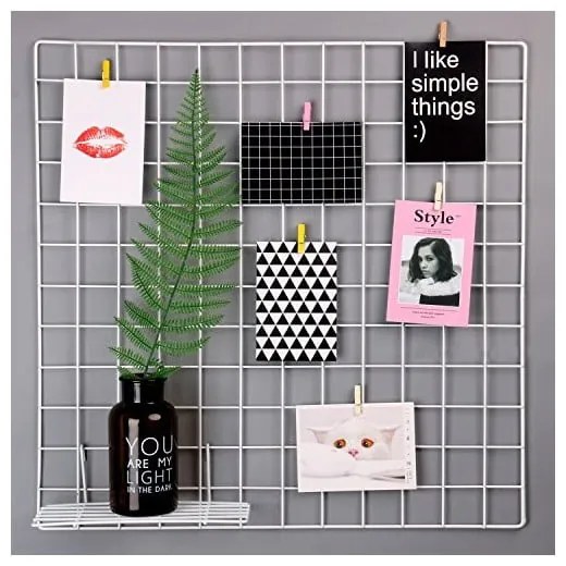 Biała metalowa kratka-organizer Reminder, 60x60 cm