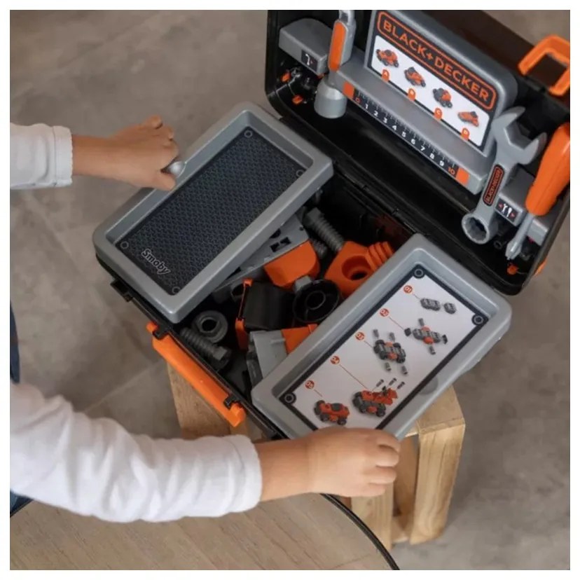 Smoby black & decker walizka z narzędziami + samochód w częściach