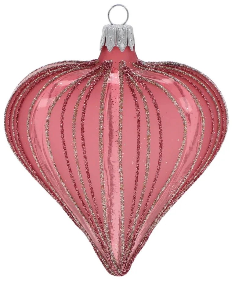 Szklane ręcznie dmuchane ozdoby świąteczne zestaw 3 szt. 9 cm Heart – Ego Dekor