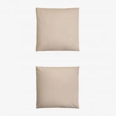 Pack 2 Poszewek Na Poduszki Z Perkalu Bawełnianego O Gęstości 180 Nitek Lesia Kremowa Tapioca & 60 X 60 Cm - Sklum