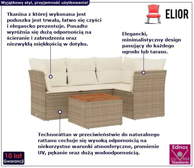 Beżowy zestaw mebli jasnymi z poduszkami Awis 3X