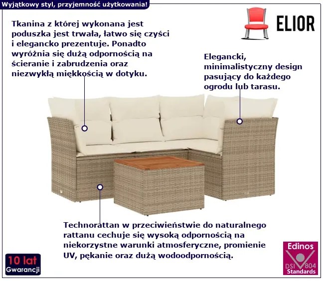 Beżowy zestaw mebli jasnymi z poduszkami T8-D28