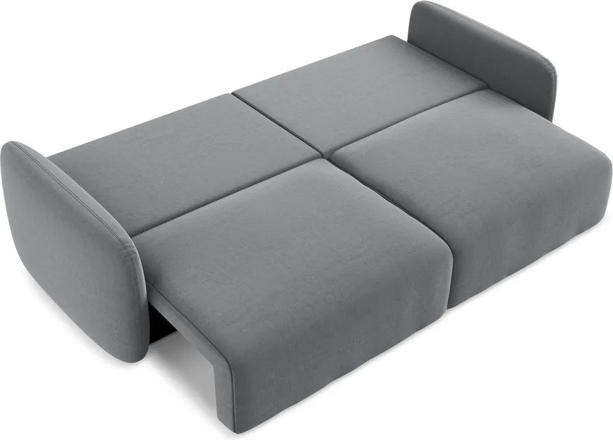 Szara aksamitna rozkładana sofa ze schowkiem 238 cm Kalena – Makamii