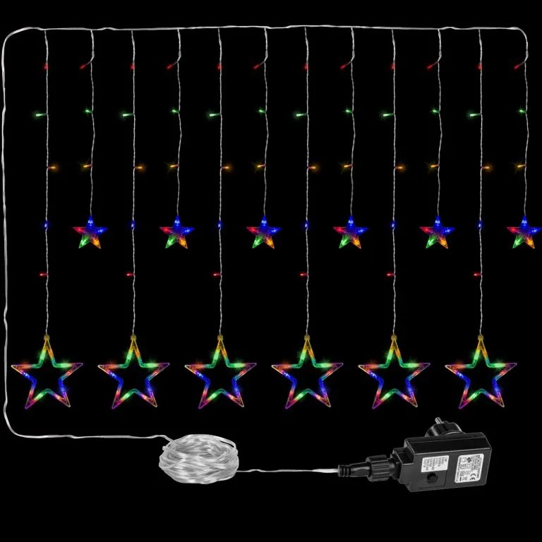 Dekoracja świąteczna - świecące gwiazdki, 150 LED, kolorowe