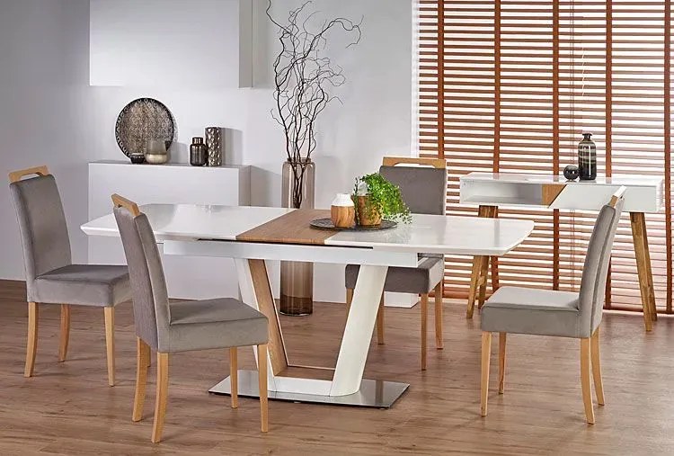 Tapicerowane krzesło drewniane popiel + dąb miodowy S7-L72