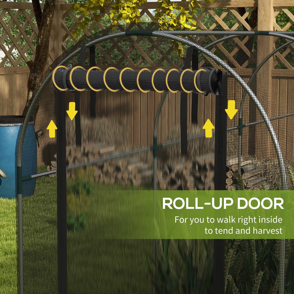 Outsunny Moskitiera Ogrodowa 12x36m z Drzwiami Namiot Ochronny HDPE Czarna Rama Stalowa | Aosom PL