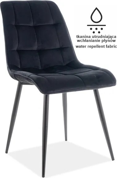 Aksamitne krzesło jadalniane Chic Matt Velvet Signal na czarnej podstawie