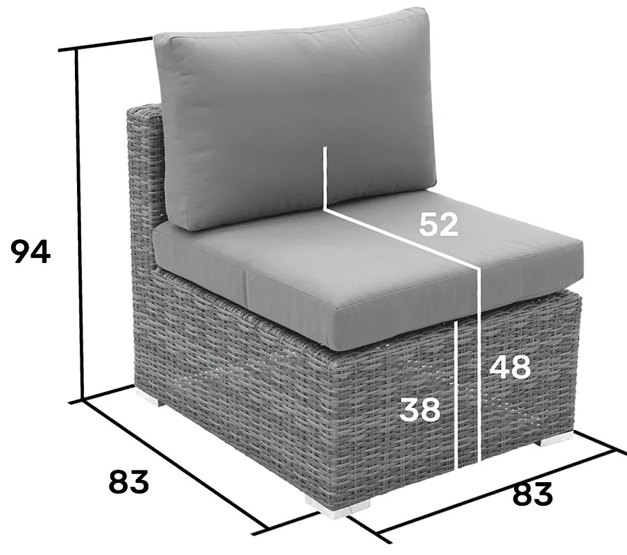 Zestaw rattanowy MALIBU dla 8 osób (szary)