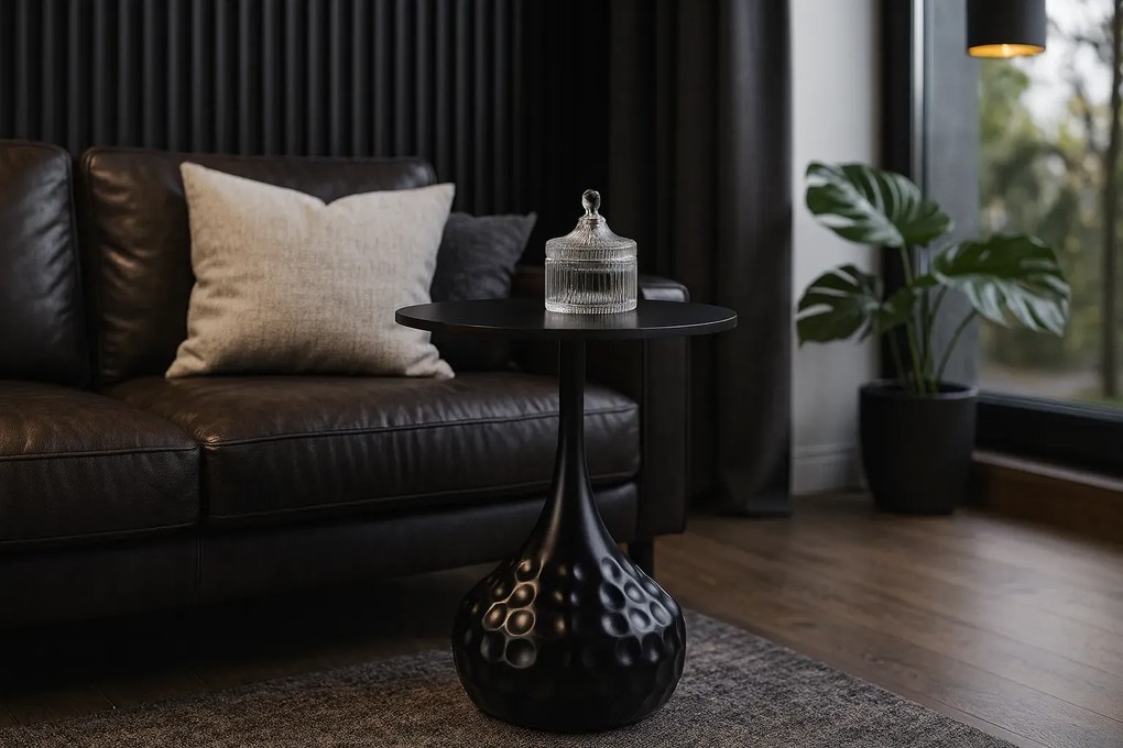 Nowoczesny czarny stolik kawowy marmur E9-C47