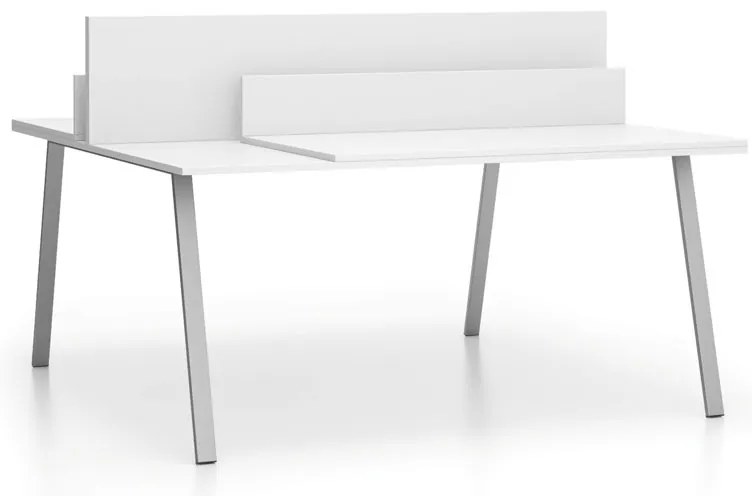 Biurko DOUBLE LAYERS, przesuwny blat, z przegrodami, biały