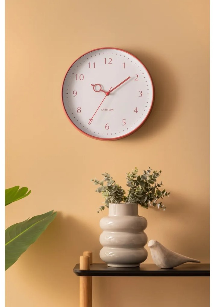 Zegar ścienny Karlsson 5992RD design czerwony, średnica 30 cm