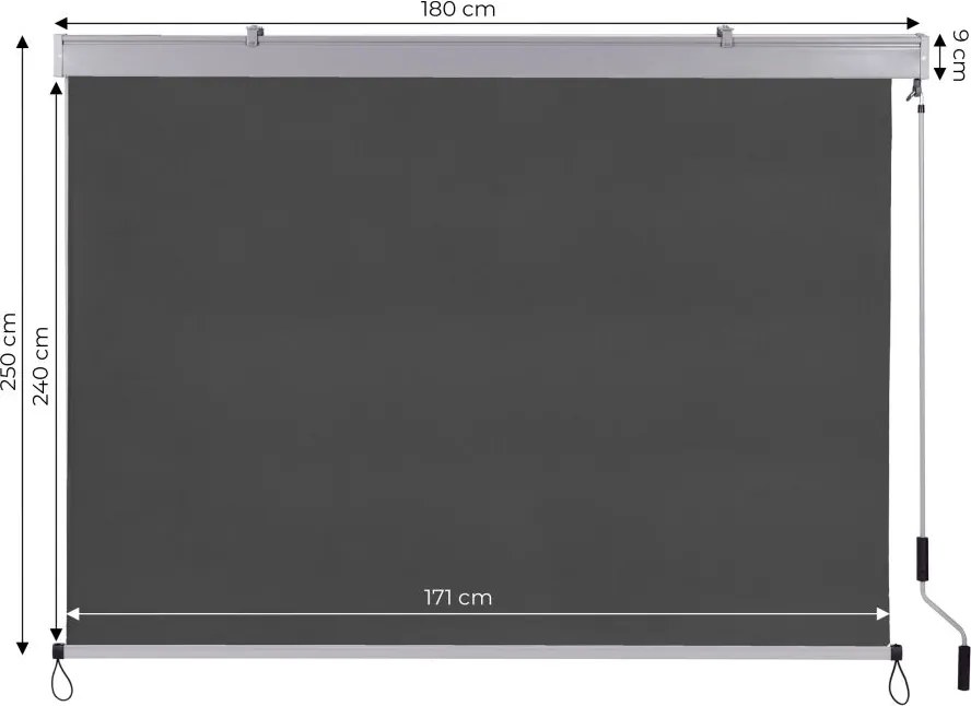 Roleta pionowa zwijana AW-038 - markiza na okno, drzwi balkonowe, tarasowe, antracyt