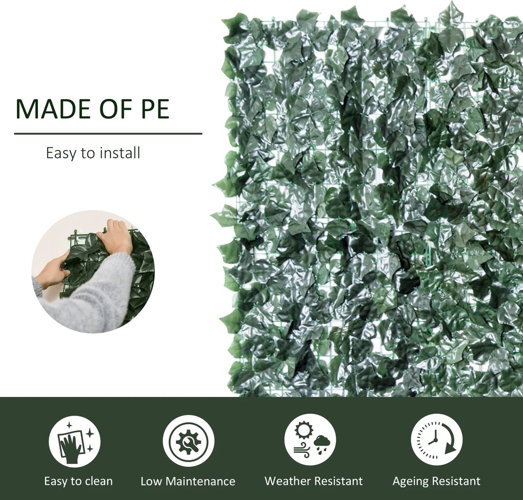 Outsunny Sztuczny żywopłot, imitacja pnącza, 240cm x 100cm. Kolor zielony