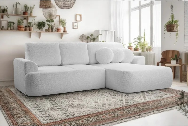 Narożnik VELO wolnostojący układ L strona Prawa z funkcją spania w tkaninie Coral 70