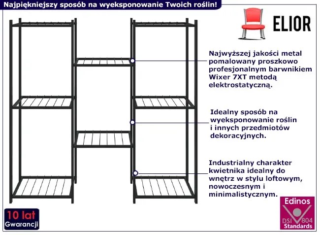 Nowoczesny czarny regał na kwiaty Belvado