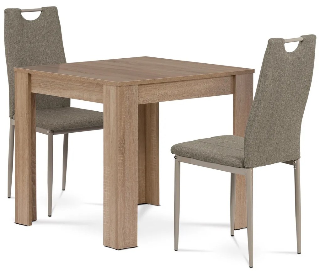 Zestaw jadalniany MDF z 2 krzesłami, 80 x 80 x 75cm, dąb Sonoma