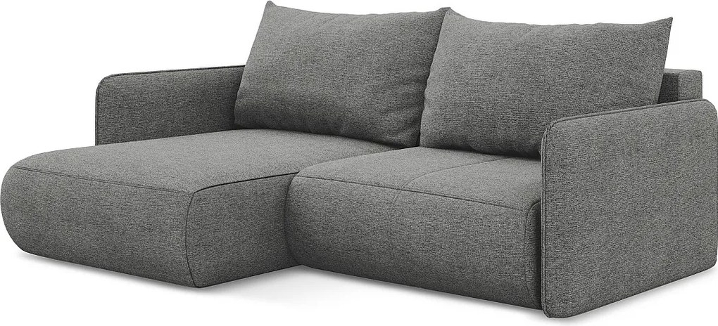 Narożnik lewostronny z funkcją spania - z tkaniny szenilowej - słoniowy - NANEA