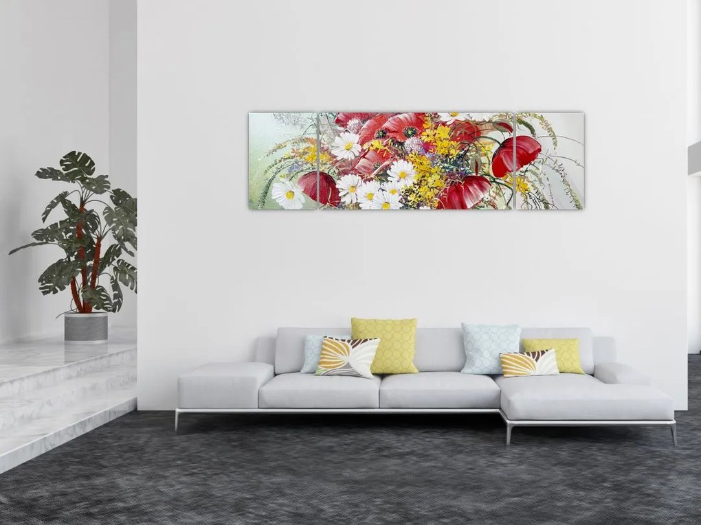 Obraz wazonu z dzikimi kwiatami (170x50 cm)