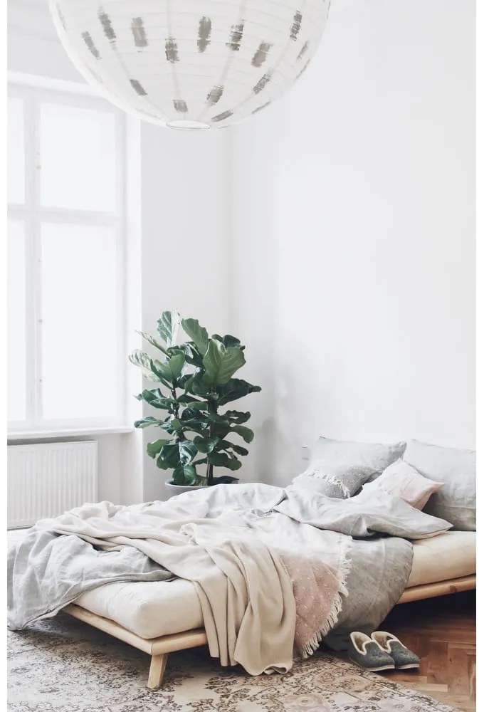 Łóżko dwuosobowe z drewna sosnowego ze stelażem 140x200 cm Senza – Karup Design