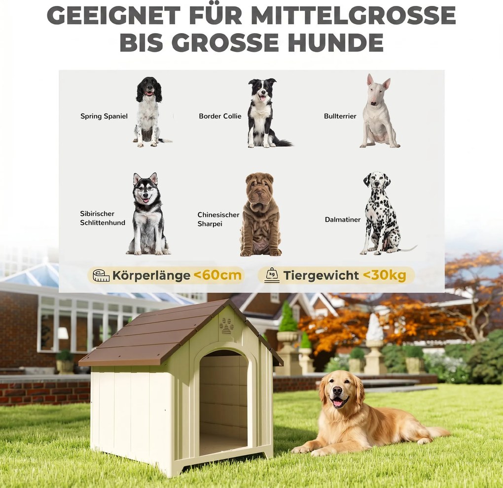 PawHut Budka dla psa, wodoodporny schron dla średnich/dużych psów, Wymiary: 88L x 79B x 89H cm | Aosom PL
