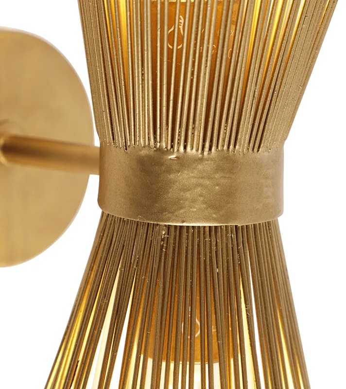 Lampa ścienna art deco złota 2-światłowa - Broom