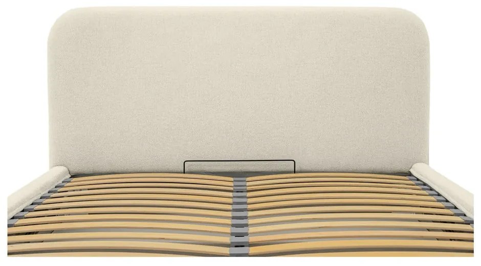 Kremowe tapicerowane łóżko dwuosobowe ze schowkiem ze stelażem 140x190 cm Sea – Scandic