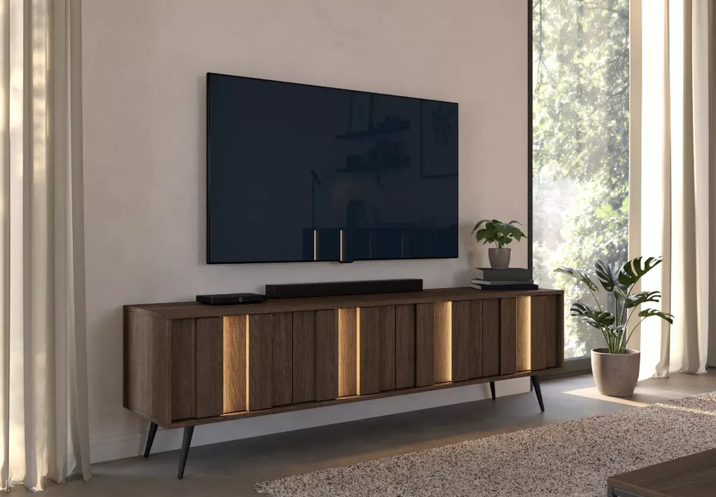 Szafka RTV Dunin 183 cm LED dąb Dunin elegancka nowoczesna szafka TV do salonu