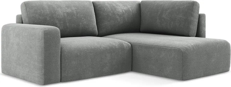 Szary rozkładany narożnik ze schowkiem z tkaniny szenilowej (prawostronny/w kształcie litery L) Kona – Makamii