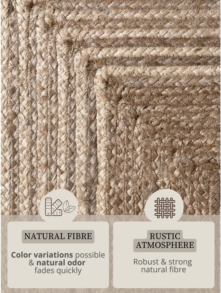 Chodnik z juty dwustronny/tkany ręcznie w jasnym naturalnym kolorze/w ciemnym naturalnym kolorze 80x200 cm Juno – Hanse Home