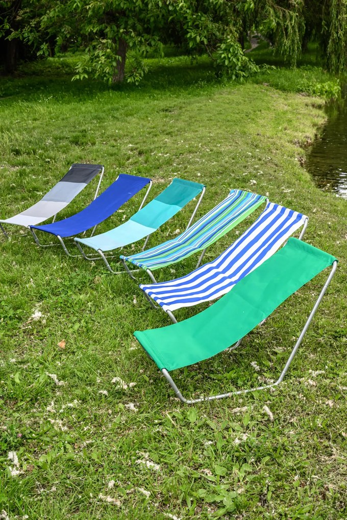 Składane leżak plażowy SAND, zielone paski