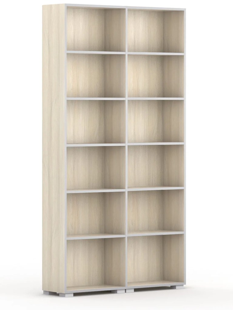Biblioteka SILVER LINE, 2 kolumny, 2230 x 1200 x 400 mm, dąb naturalny