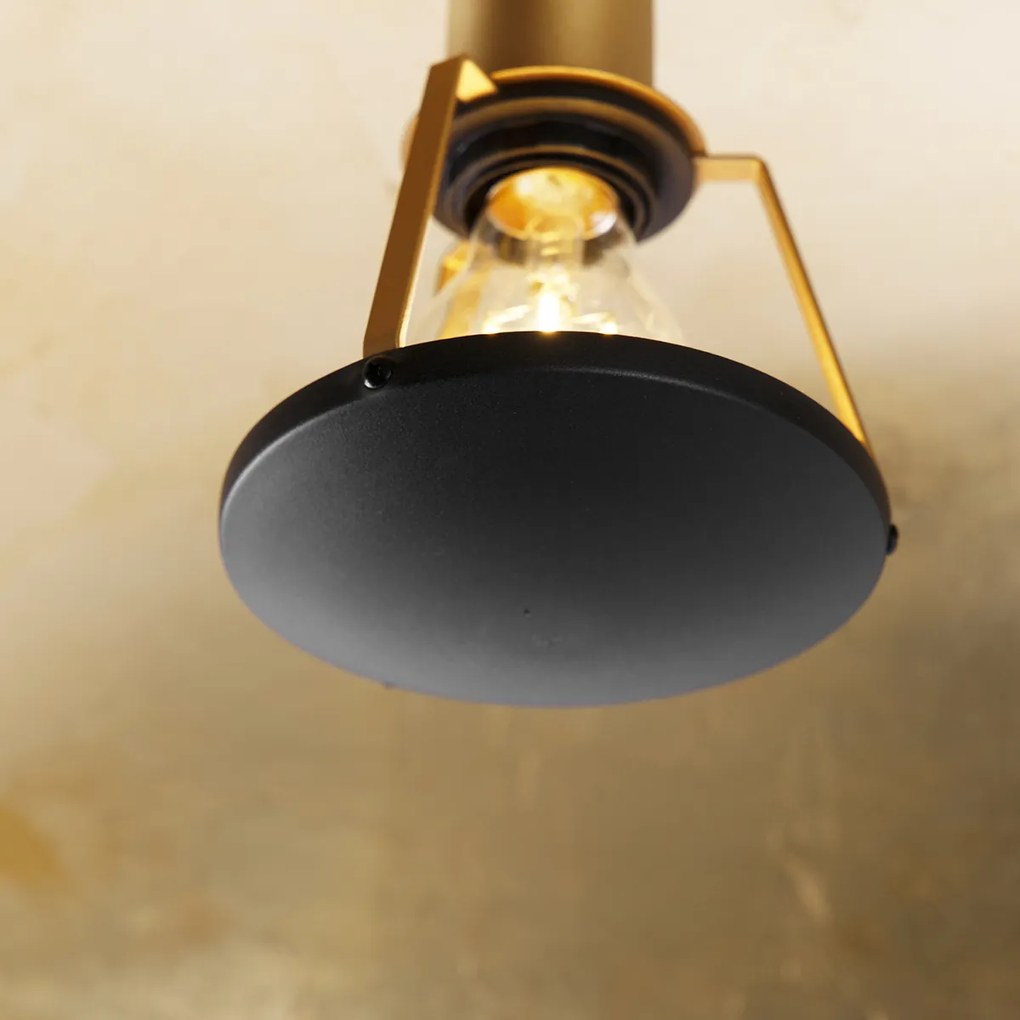 Inteligentna lampa sufitowa czarna ze złotem 60 cm z WiFi A60 - Emilienne Nowoczesny Oswietlenie wewnetrzne