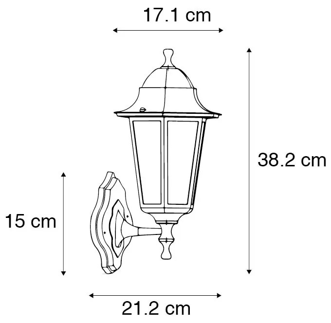 Zewnetrzna klasyczny Kinkiet / Lampa scienna zewnętrzny w kolorze antycznego złota z czujnikiem ruchu - New Haven klasyczny/Antyczny Oswietlenie zewnetrzne