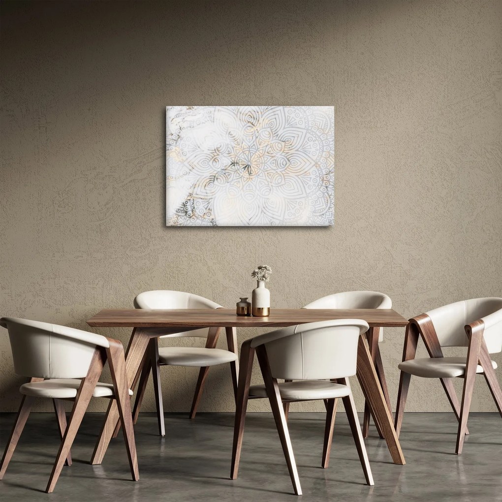 Obraz białej mandali (70x50 cm)